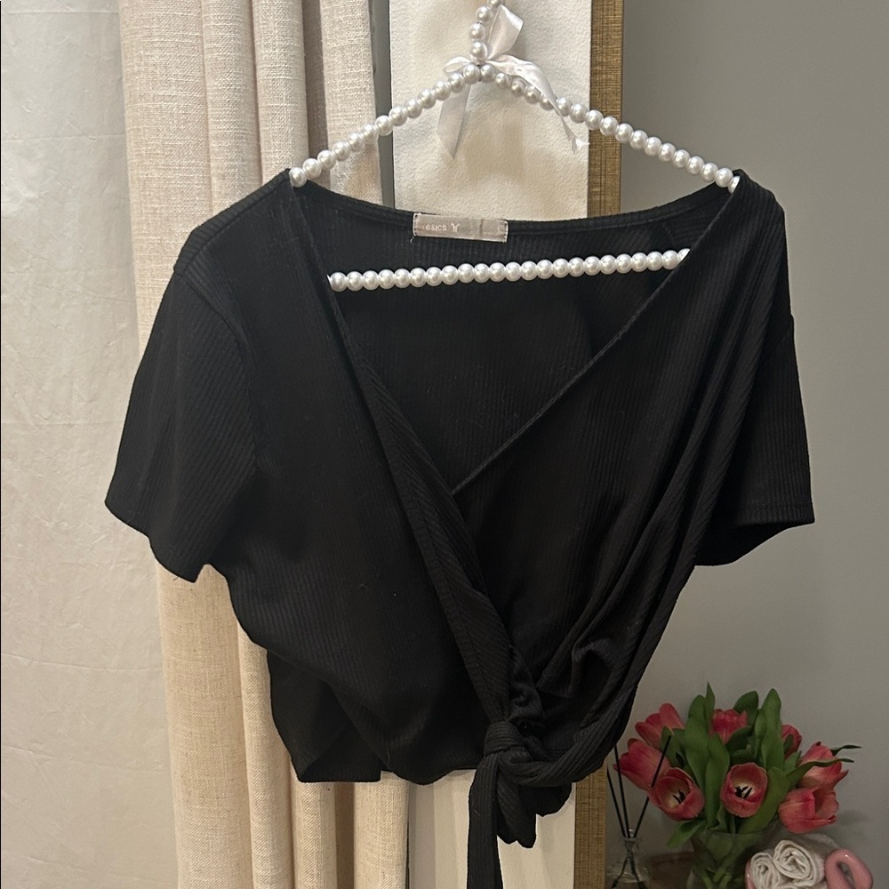 Black Wrap Crop Top